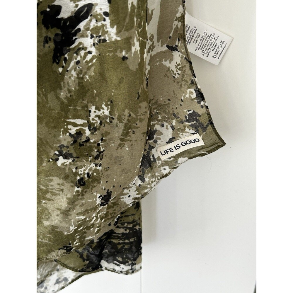 Life is Good Scarf Green Camo Camouflage Print Wrap Polyester Nature Outdoors - Picture 3 of 5
